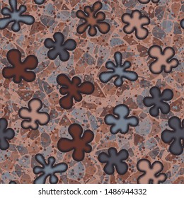 Seamless pattern. Drawn convex blots scattered over a multi-color background.