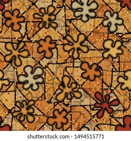 Seamless pattern. Drawn convex blots scattered over a multi-color background.