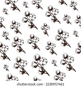 seamless pattern drawn flower of white lily of the valley. cartoon sketch on a white background