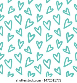 Seamless pattern of drawn hearts.