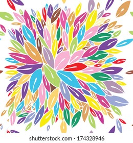 seamless pattern with drawn leaves, Color leaves pattern vector 