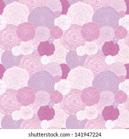 Seamless pattern from the drawn pink roses