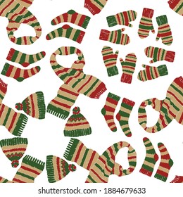Seamless pattern of drawn striped knittwear