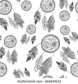 Seamless pattern. Dream catcher Design pattern. Abstract background. Stock vector illustration.