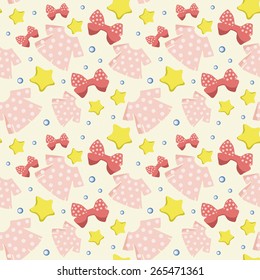 seamless pattern with dress for girls
