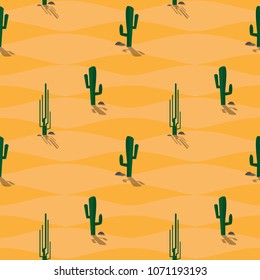 Seamless pattern of dried desert with cactus and sand hill, for cloth pattern,wallpaper,background,backdrop