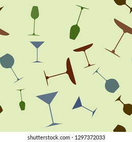 seamless pattern of Drink and cocktail glasses . Design for cover menu, wine list or restaurant card.