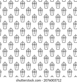 Patrón sin foco de la taza de bebida con fondo blanco con mini doodle (icono). Ilustración vectorial