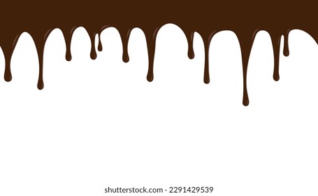 Seamless pattern of dripping of melted chocolate, background. Vector illustration