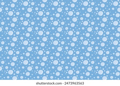Seamless pattern of driving bubbles against a blue background. Water, sea, ocean