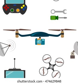 Seamless pattern with drone icons for your design