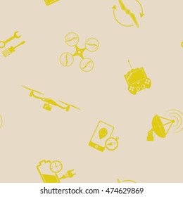 Seamless pattern with drone icons for your design