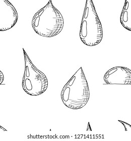 Seamless pattern of droplets. Vector cartoon background. Hand-drawn style.