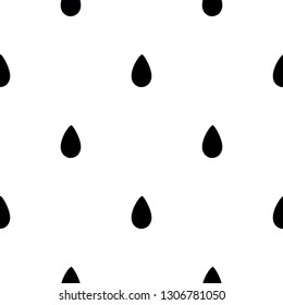 Seamless pattern with drops. Hand drawn vector illustration. Black shapes on white background. Cute minimalistic scandinavian cartoon elements.
