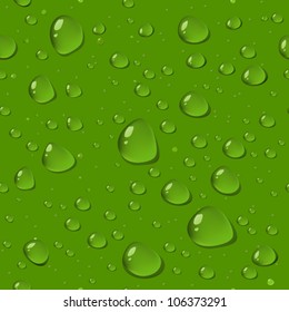 seamless pattern of drops on a green glass