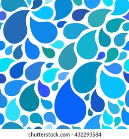 Seamless Pattern Drops On White Background. Blue Drops Vector. Drops Pattern For Fabric.