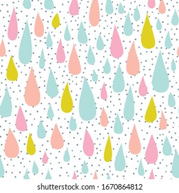 Seamless pattern with drops in pastel colors.