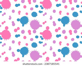 Seamless pattern of drops , splashes of multicolored ink on a white background