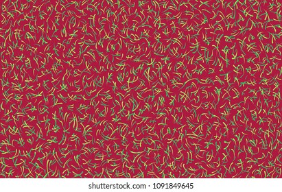 Seamless pattern with drops or strokes. Teardrop shaped figures are randomly arranged on a crimson background.
Ornament format landscape orientation.