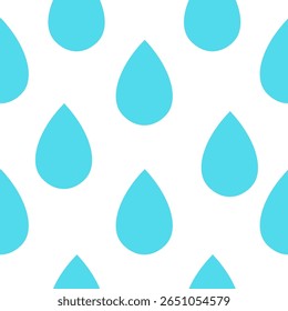 Naadloos patroon met druppels water in vlakke stijl. Afbeelding voor achtergrond, behang, banner, achtergrond, decoratie, verpakking, afdrukken, textiel