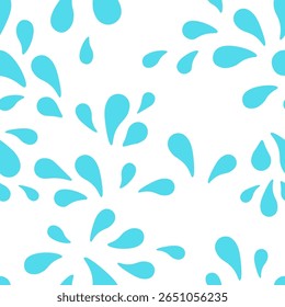 Naadloos patroon met druppels water in vlakke stijl. Afbeelding voor achtergrond, behang, banner, achtergrond, decoratie, verpakking, afdrukken, textiel