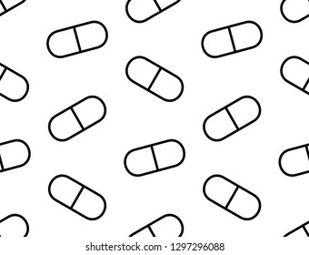 Seamless pattern with drugs pills and capsules