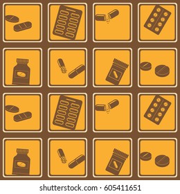 seamless pattern with  drugs pills and capsules for your design