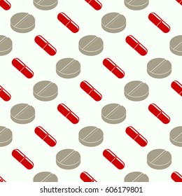 seamless pattern with  drugs pills and capsules for your design