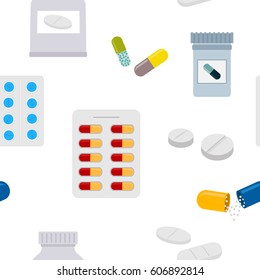 seamless pattern with  drugs pills and capsules for your design