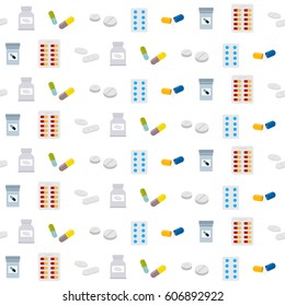 seamless pattern with  drugs pills and capsules for your design