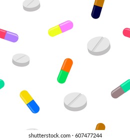 seamless pattern with  drugs pills and capsules for your design