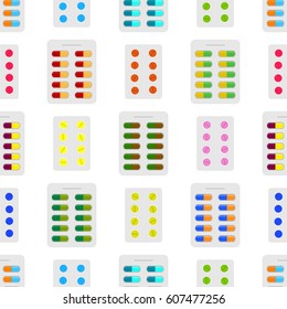 seamless pattern with  drugs pills and capsules for your design
