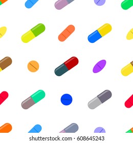 seamless pattern with  drugs pills and capsules for your design