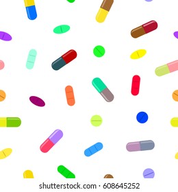 seamless pattern with  drugs pills and capsules for your design