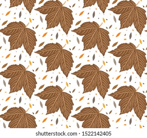 Seamless pattern with dry autumn leaves for textile/fabric print