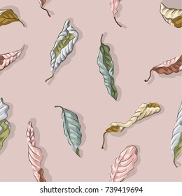 Seamless pattern with dry leaves
