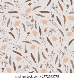 Seamless pattern of dry plants slhouettes.