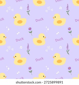 seamless pattern with duck and flowers, fabric pattern, gift wrapping paper 