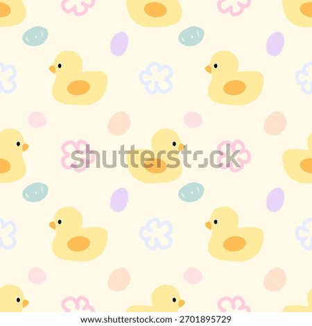 seamless pattern with duck and flowers, fabric pattern, gift wrapping paper 