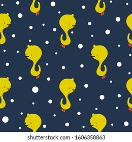 Seamless pattern with duck, vector illustration in cartoon style.