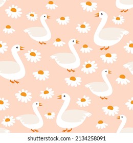 Seamless pattern in ducks and cloud childish pattern. Eps 10