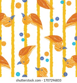 Seamless pattern ducks and dots striped repeat endless background cover texture for linens, clothing, carpets, curtains, wallpapers, wrapping paper, fashion fabric prints