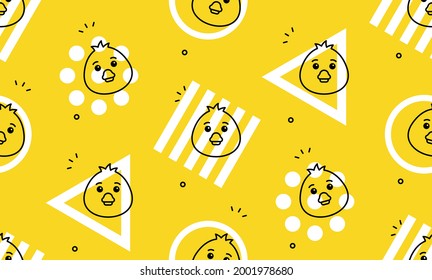 Seamless pattern with ducks. Icon design. Template elements