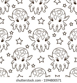 Seamless Pattern Dumbo Octopuses Stars Minimalistic Stock Vector ...