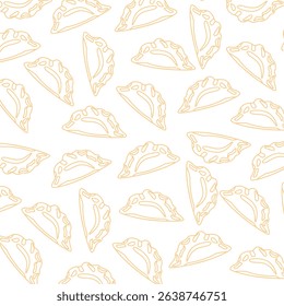 Seamless pattern with dumplings. Doodle dumplings pattern background. Print for textile, wallpaper, covers, surface