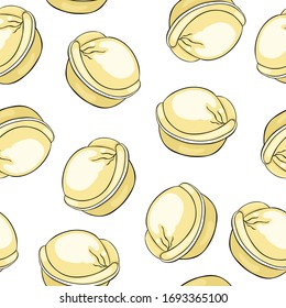 seamless pattern dumplings dough product food vector illustration