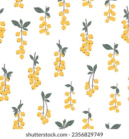 Seamless pattern with duranta erecta berries on branches