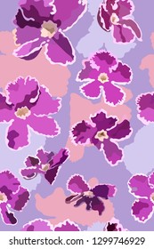 Seamless pattern of Duranta flower, flat minimal rerto vector