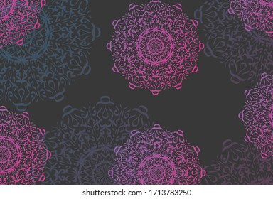 Nahtlose Muster geomatrische Mandala auf dunklem Hintergrund