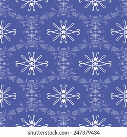 Seamless pattern with Dutch ornaments (Deflt blue style). EPS 10.
